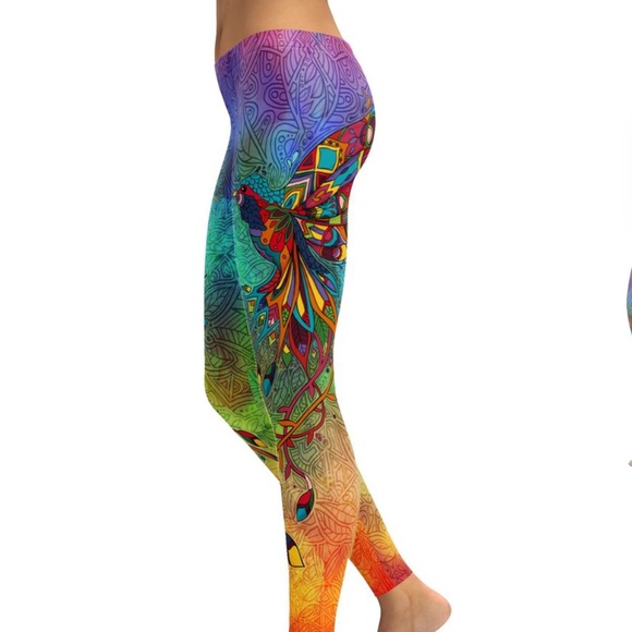 LEGGINGS ORANGE ABSTRACT FULL LENGTH JEGGINGS OS
